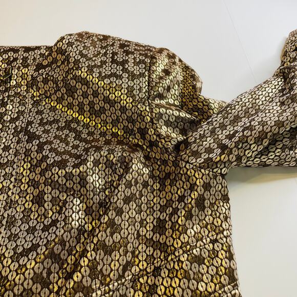 Anthracite by Muse Gold Sparkly Circle Ruched Fun Dressy Zip Jacket Plus 14 - Picture 8 of 10